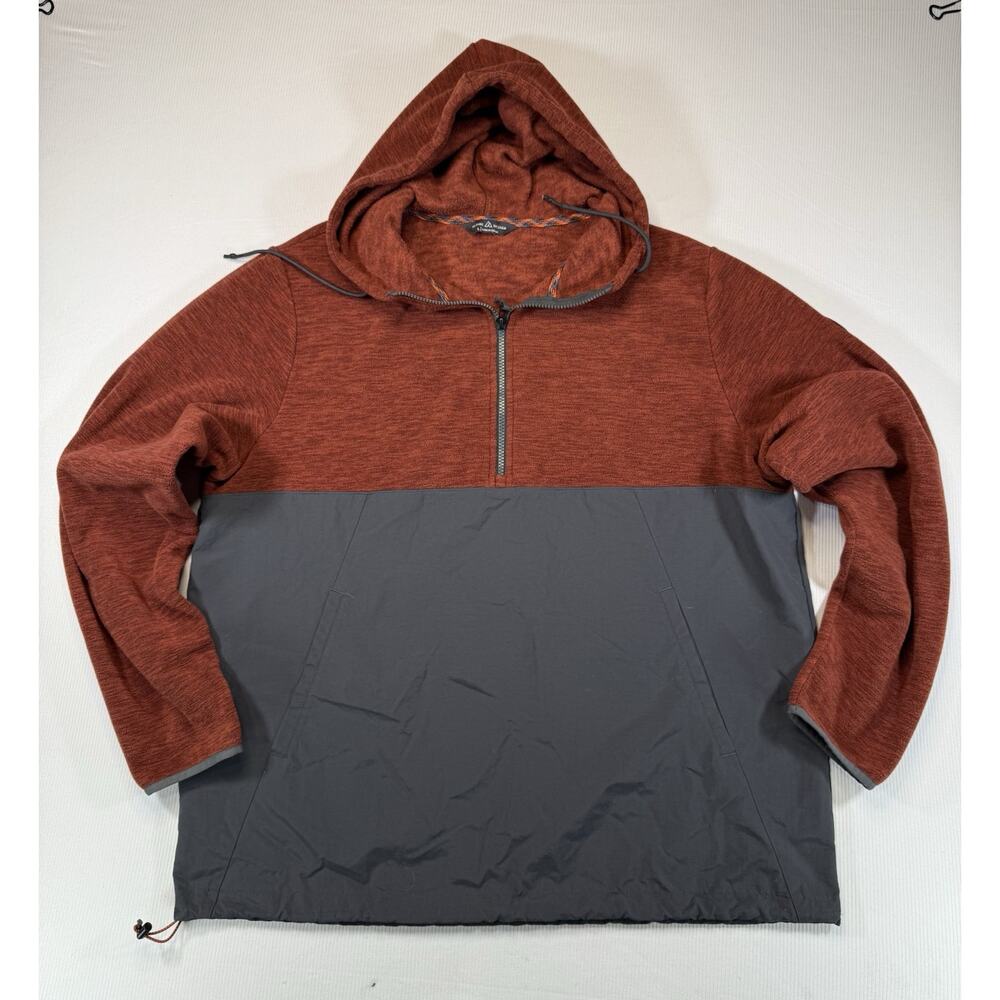 Alpine Design Hoodie Mens Large Orange Gray Half Zip Anorak Nylon Panel Hiking